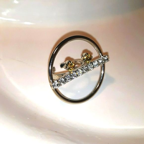 JOOMI LIM NEW RHINESTONES RHOD. SILVER PLATED RING - Picture 2 of 5